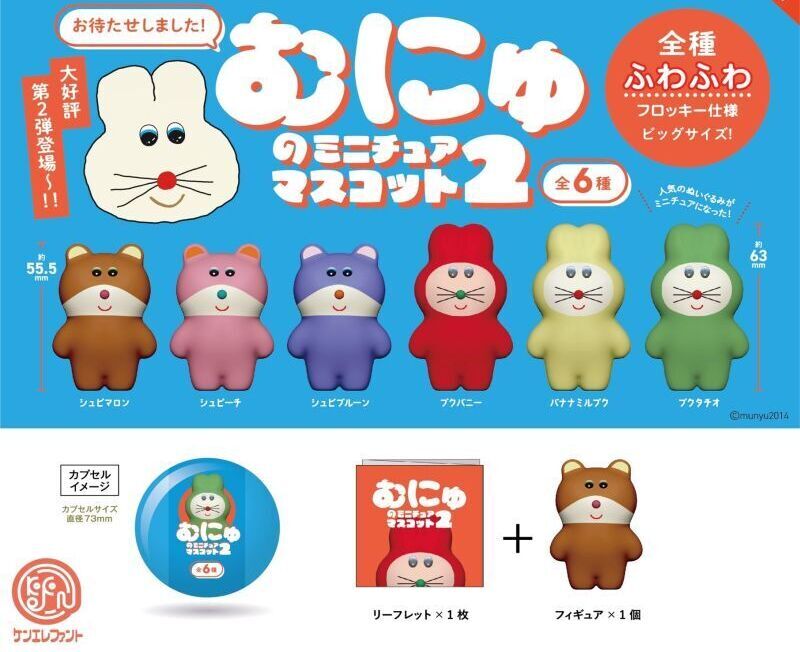 通信販売 在庫品 むにゅ ミニチュアマスコット 全6種セット カプセル